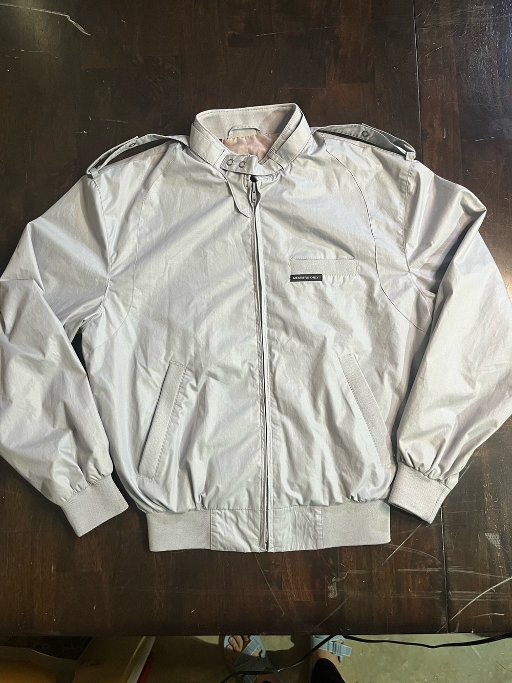 Vintage Member's Only Jacket, Grey, Sz 36, 90's Racer Bomber